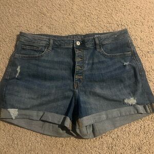 Arizona Jean Co Hi Rise Cuffed Denim Shorts Size 17 Button Fly